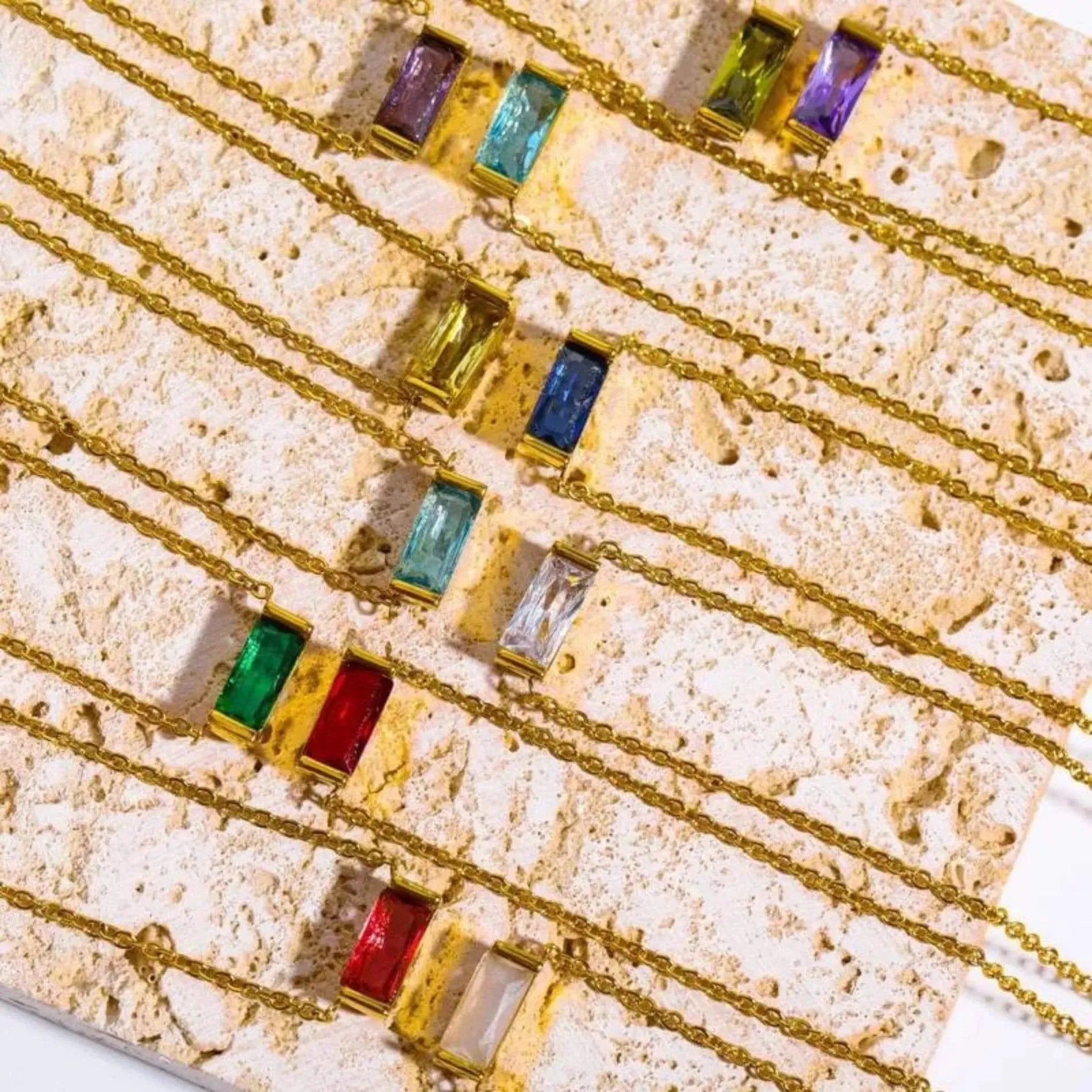 Love Waterproof Birthstone JANUARY Necklace 18K Gold Plating