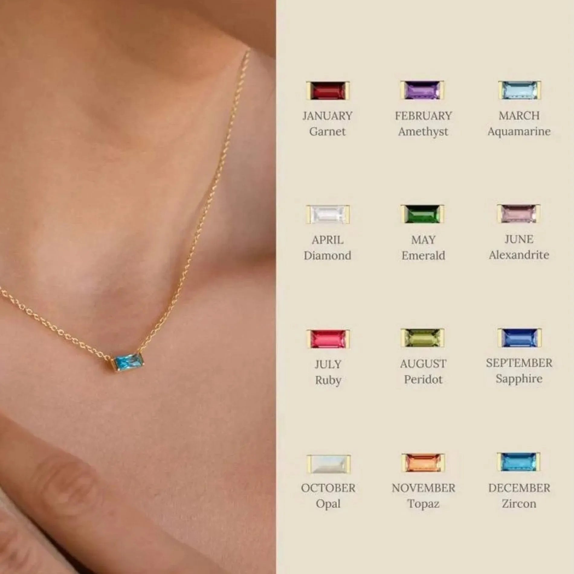 Love Waterproof Birthstone JANUARY Necklace 18K Gold Plating