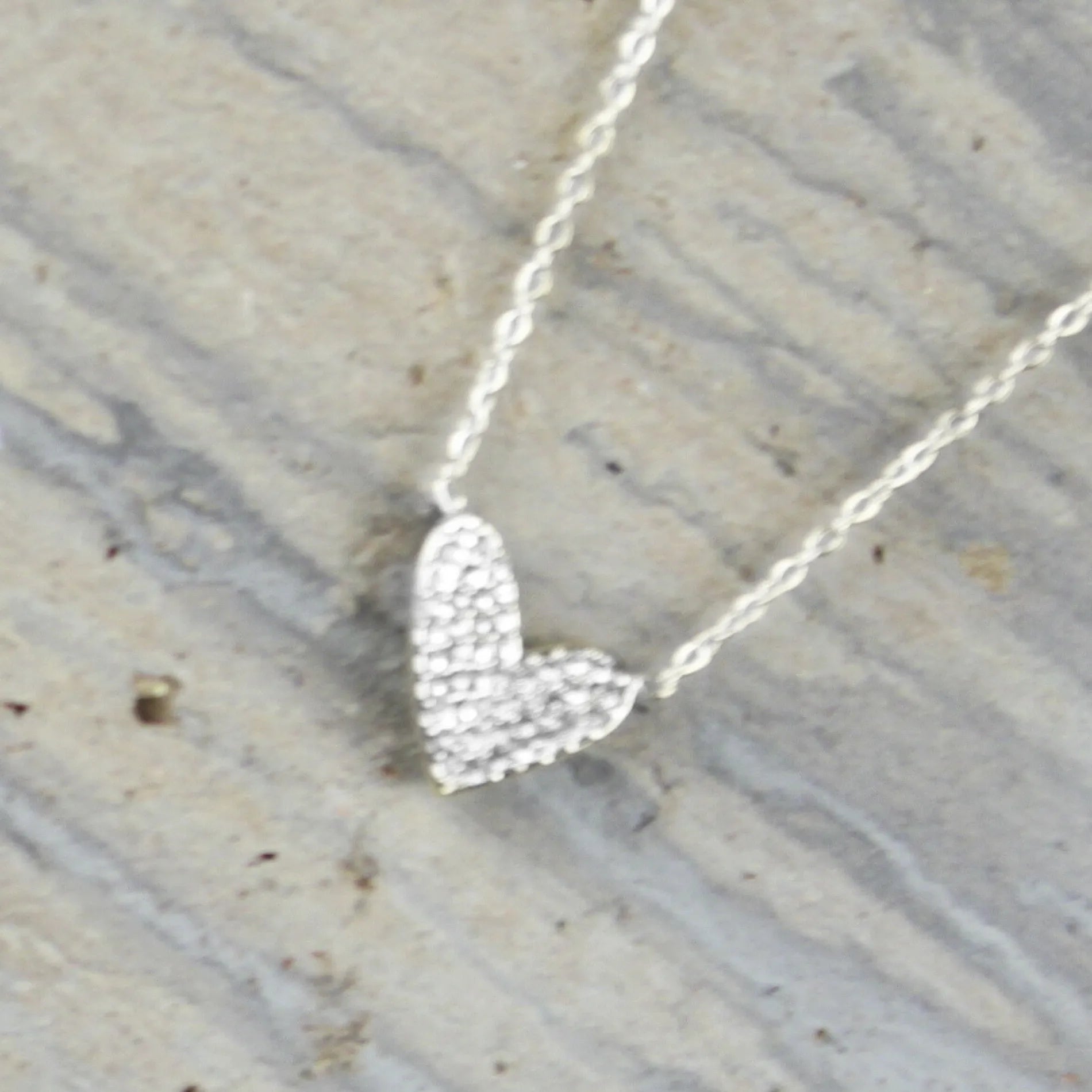 Love Waterproof Short Clear Multi CZ Heart Necklace Silver Plating