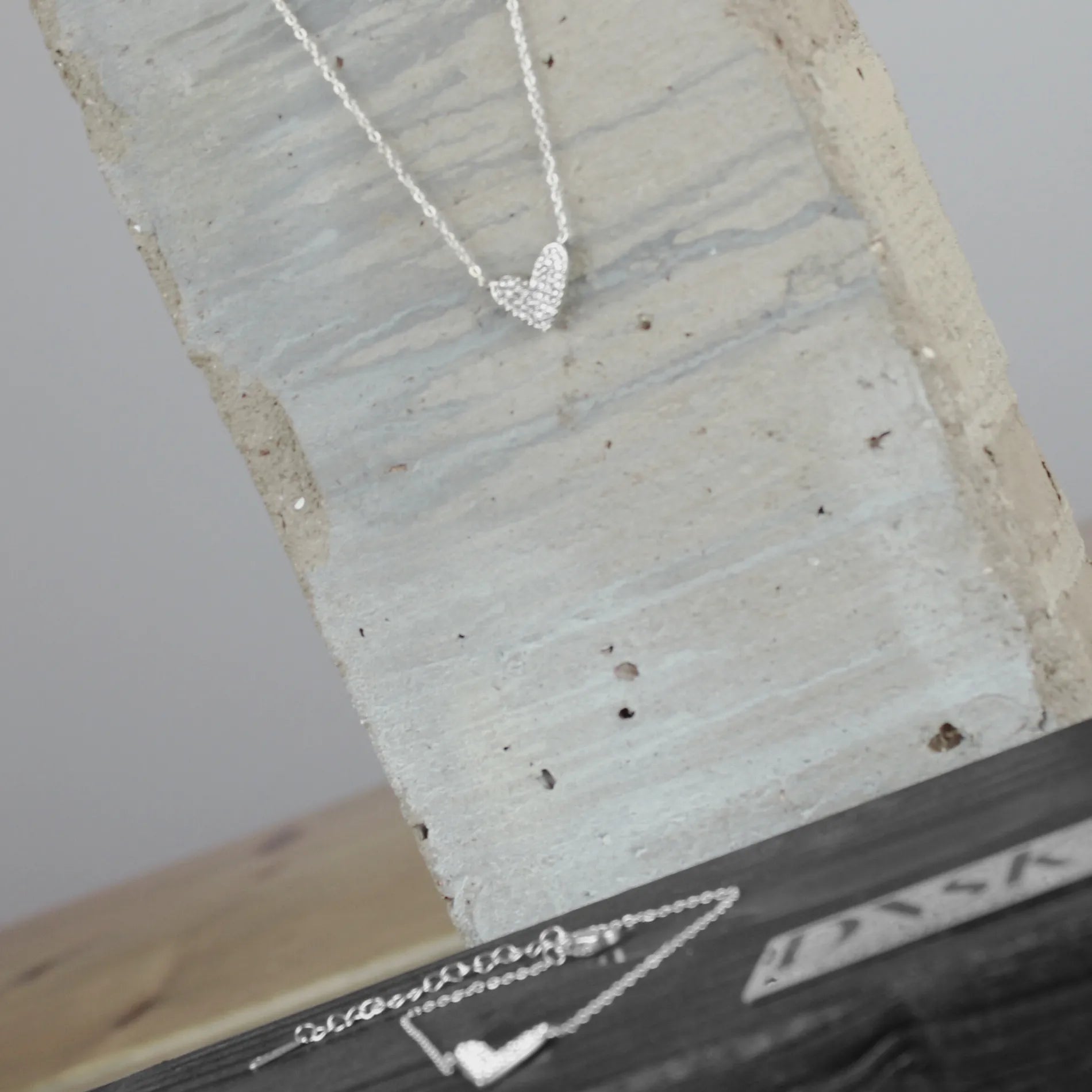 Love Waterproof Short Clear Multi CZ Heart Necklace Silver Plating