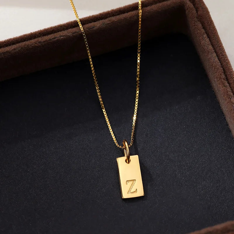 Dropshipping Gift CJH Silver Jewelry  square Letter Necklace Niche Versatile Block Collarbone Chain English Letter Pendant-7