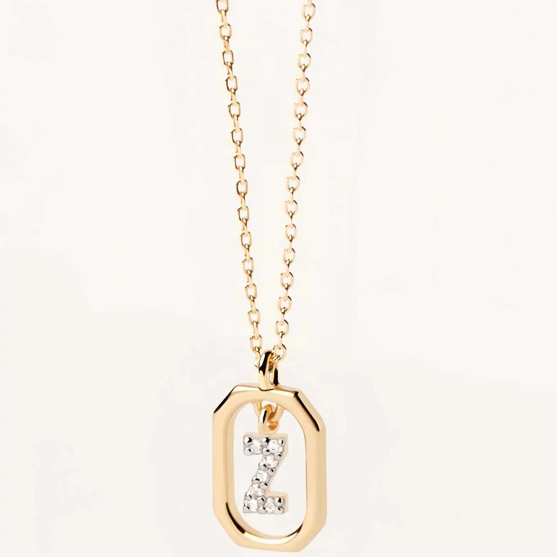 925 Sterling Silver  Cross Border Necklace Pendant Mini Full Diamond Gold Letters Necklace-27