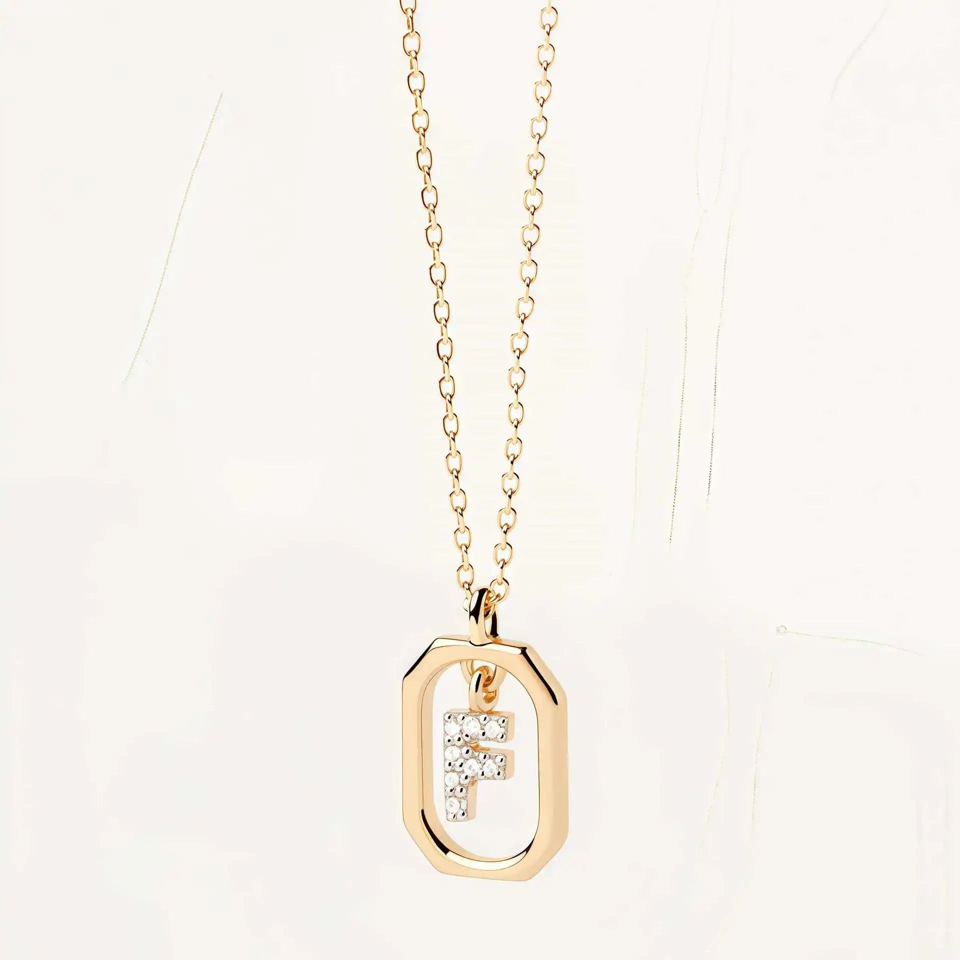 925 Sterling Silver  Cross Border Necklace Pendant Mini Full Diamond Gold Letters Necklace-24
