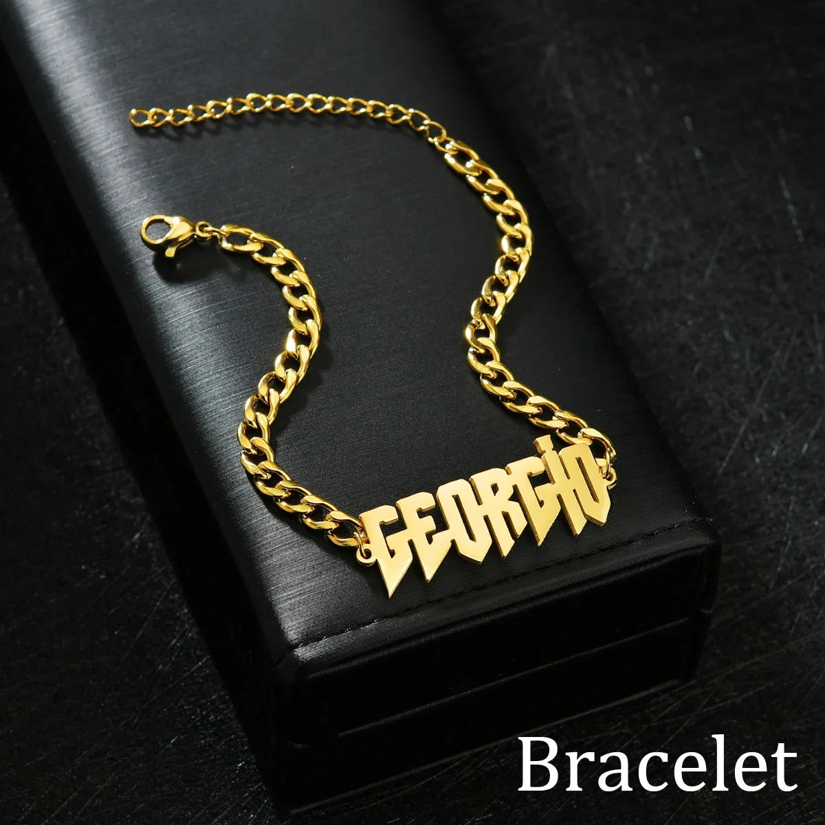 Lateefah Personalized Name Hip Hop Custom Letter Necklace Bracelet Cuban Chain Stainless Steel Jeweley Set for Part Gift-1