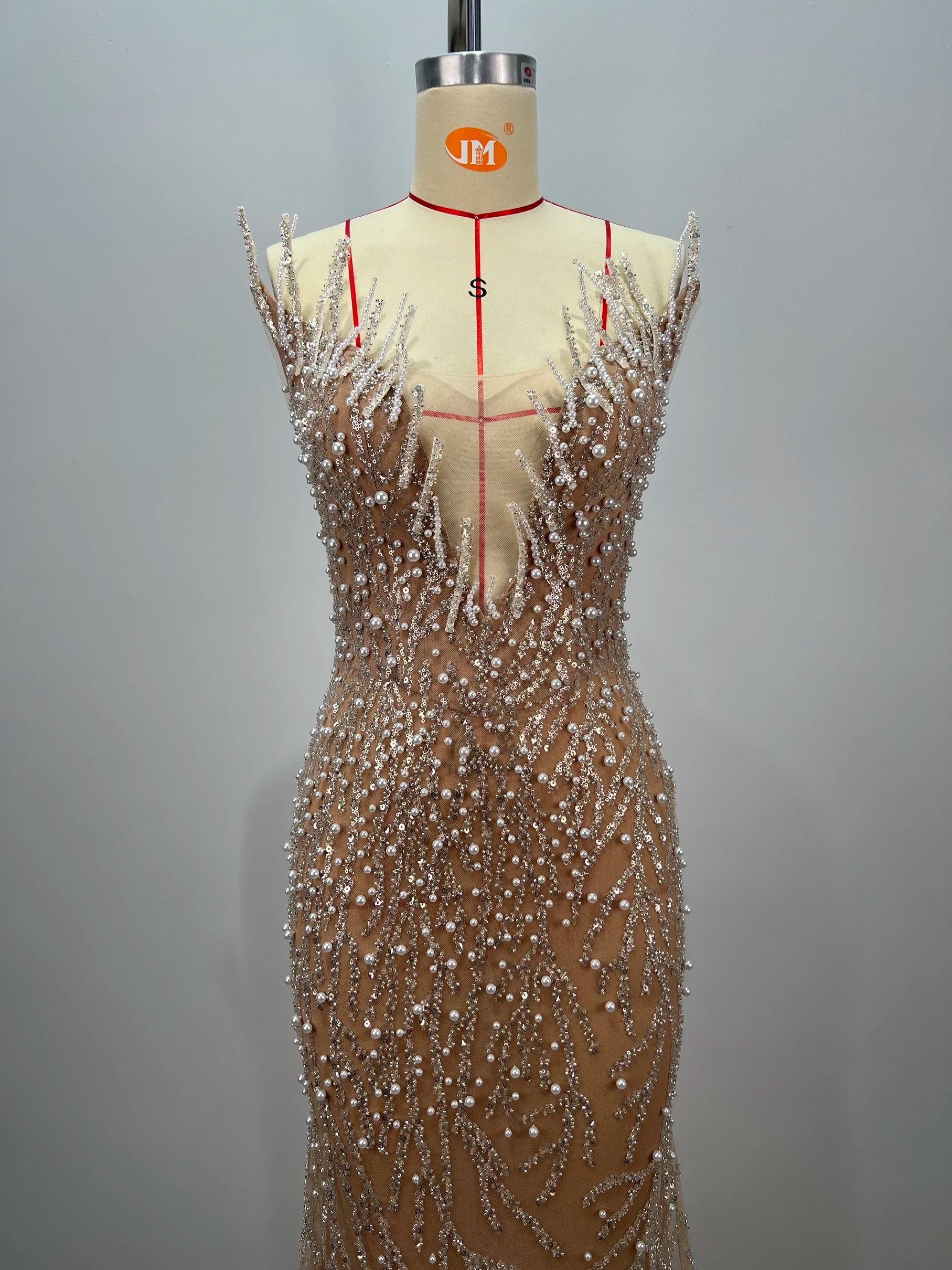 ED2762 Latest Style Fashion Clothes Luxury Pearl Crystal Party Dresses Luxury Dresses Women Elegant Ball Gown-3