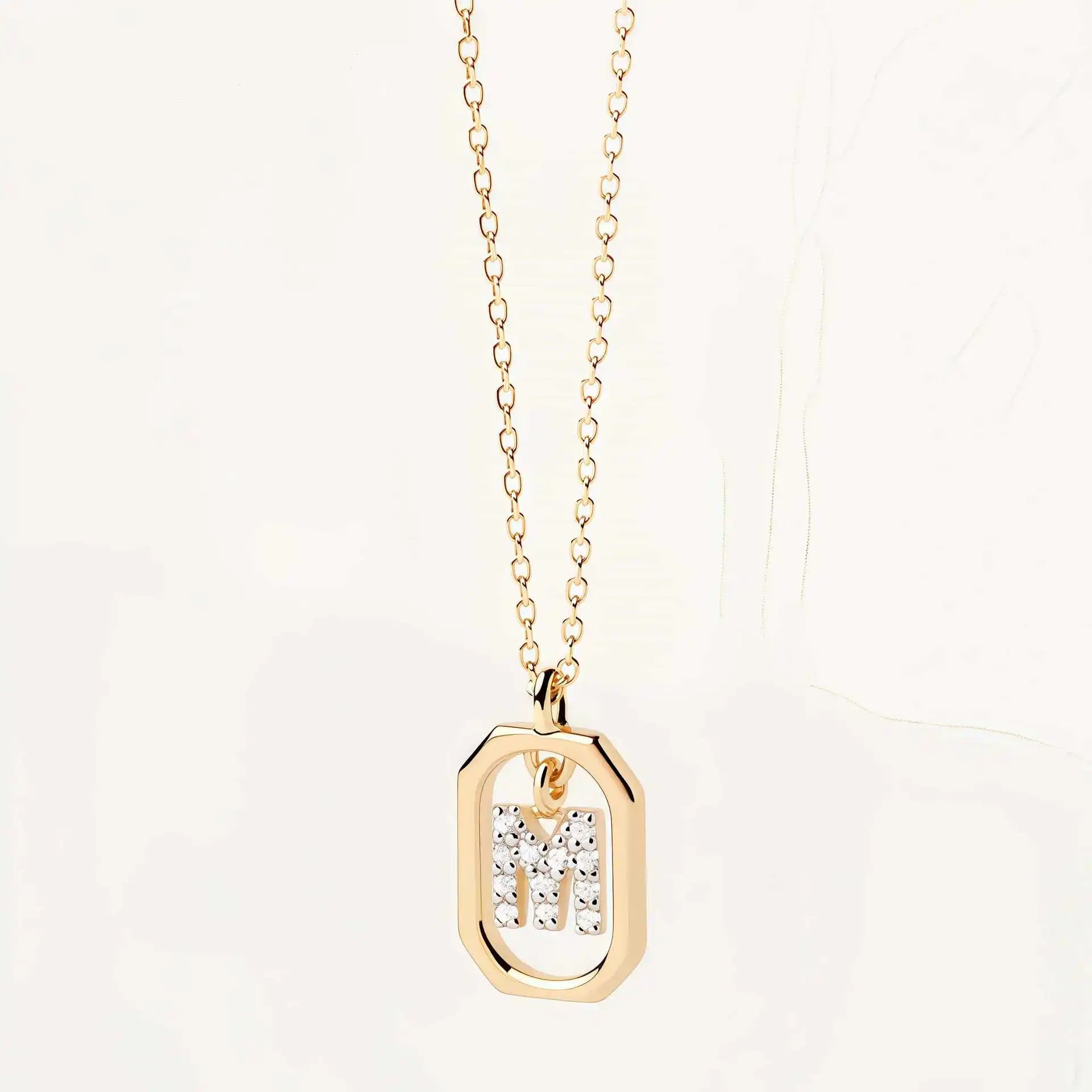 925 Sterling Silver  Cross Border Necklace Pendant Mini Full Diamond Gold Letters Necklace-13