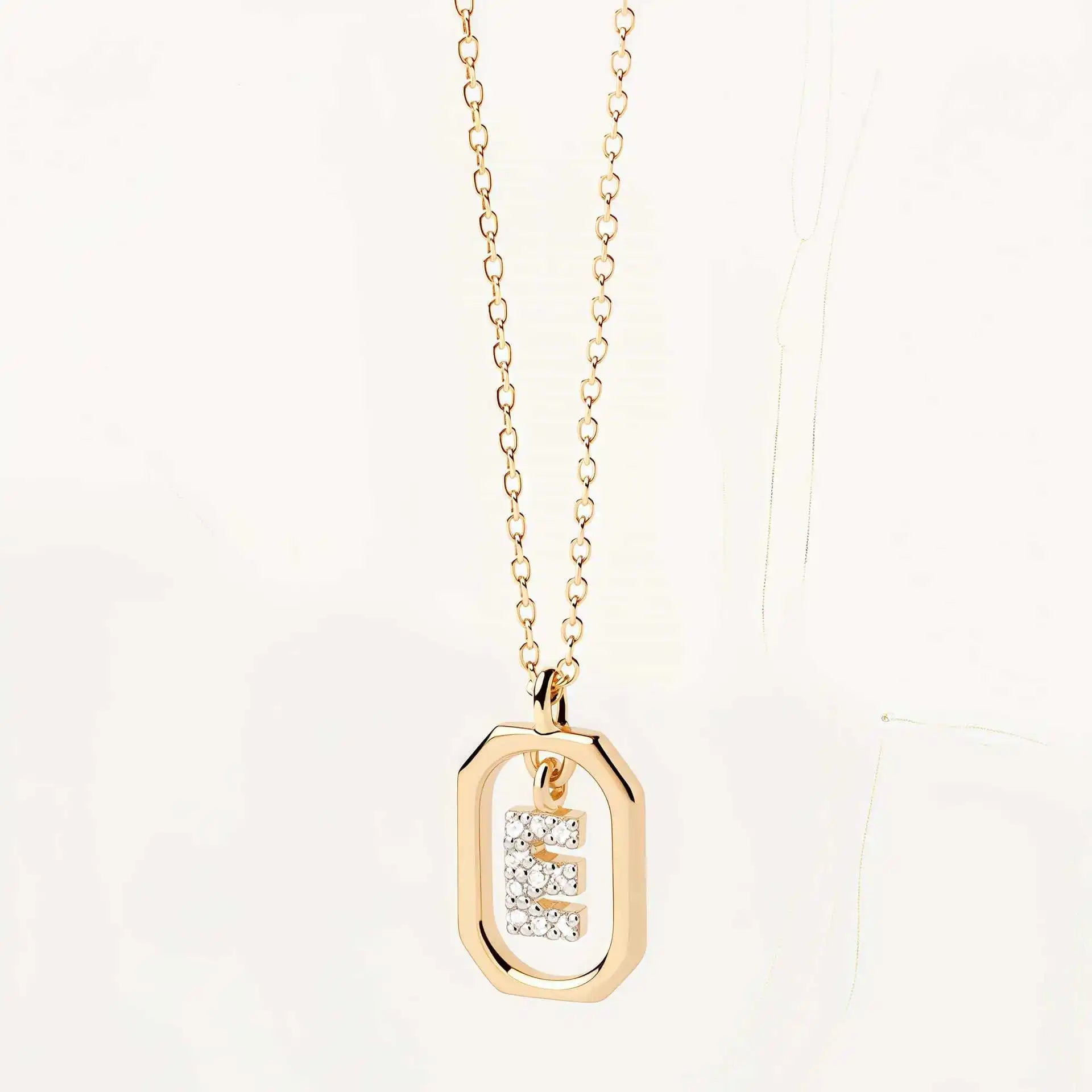 925 Sterling Silver  Cross Border Necklace Pendant Mini Full Diamond Gold Letters Necklace-21