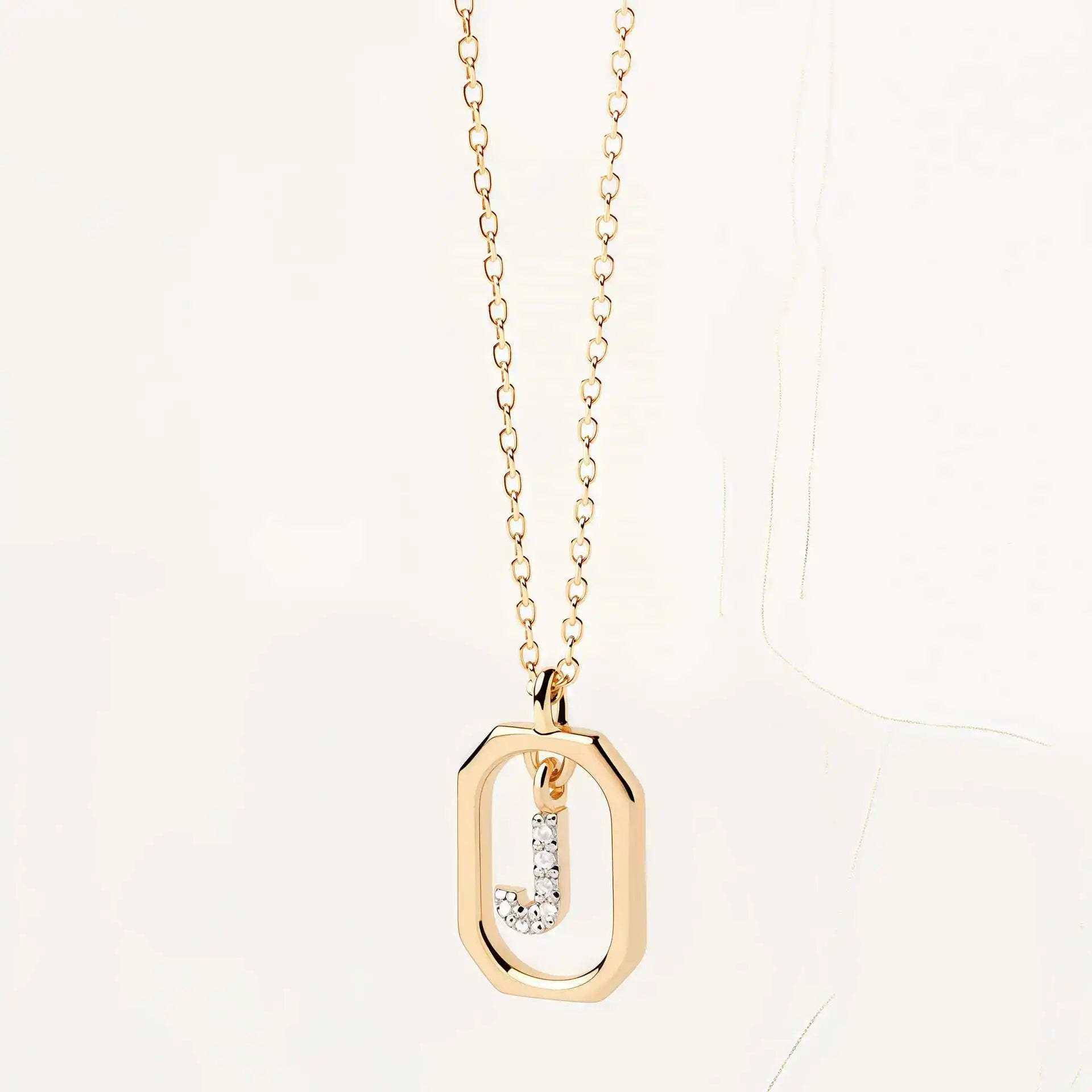 925 Sterling Silver  Cross Border Necklace Pendant Mini Full Diamond Gold Letters Necklace-20