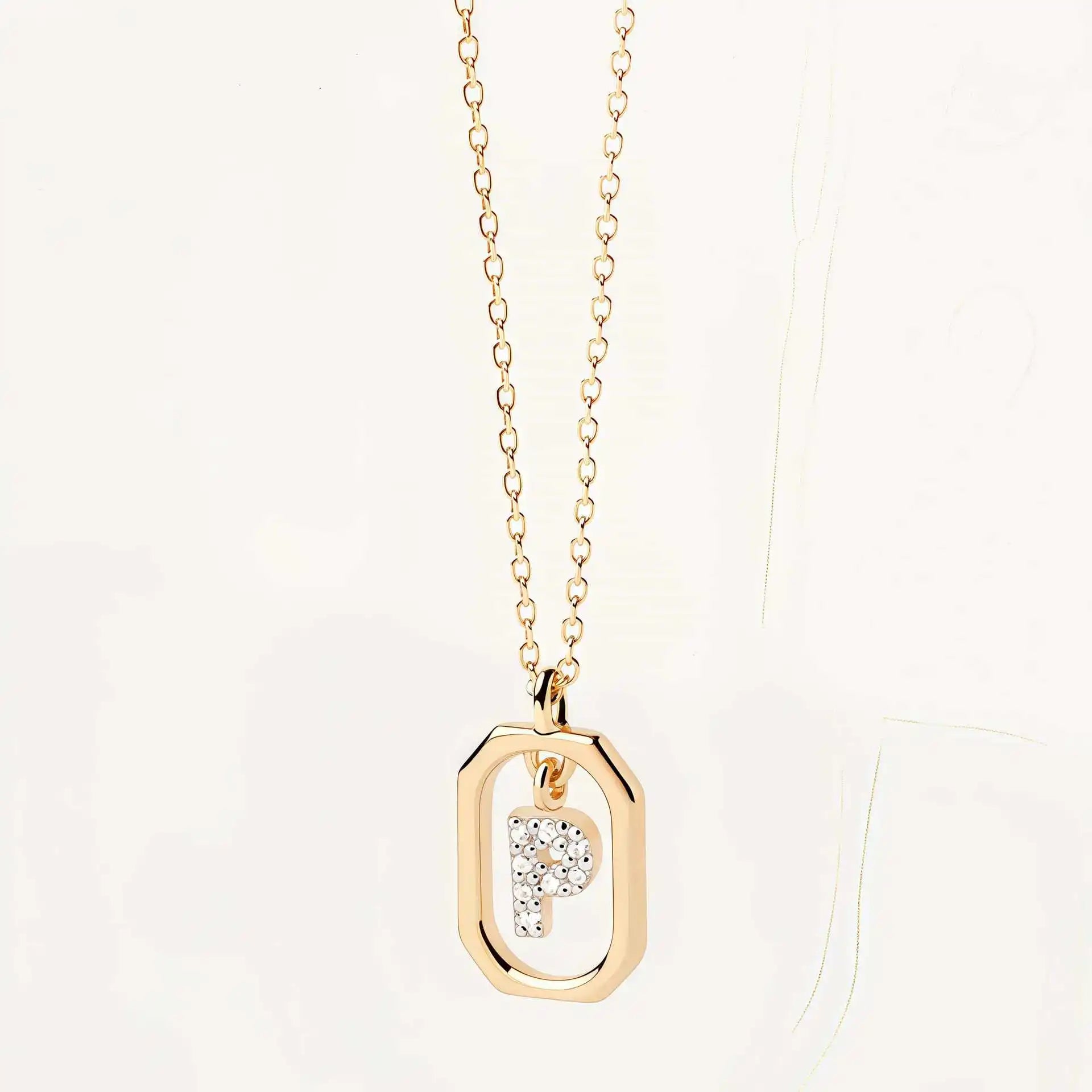925 Sterling Silver  Cross Border Necklace Pendant Mini Full Diamond Gold Letters Necklace-10