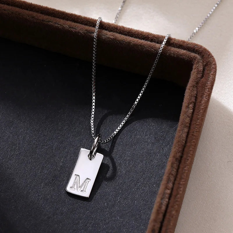 Dropshipping Gift CJH Silver Jewelry  square Letter Necklace Niche Versatile Block Collarbone Chain English Letter Pendant-6