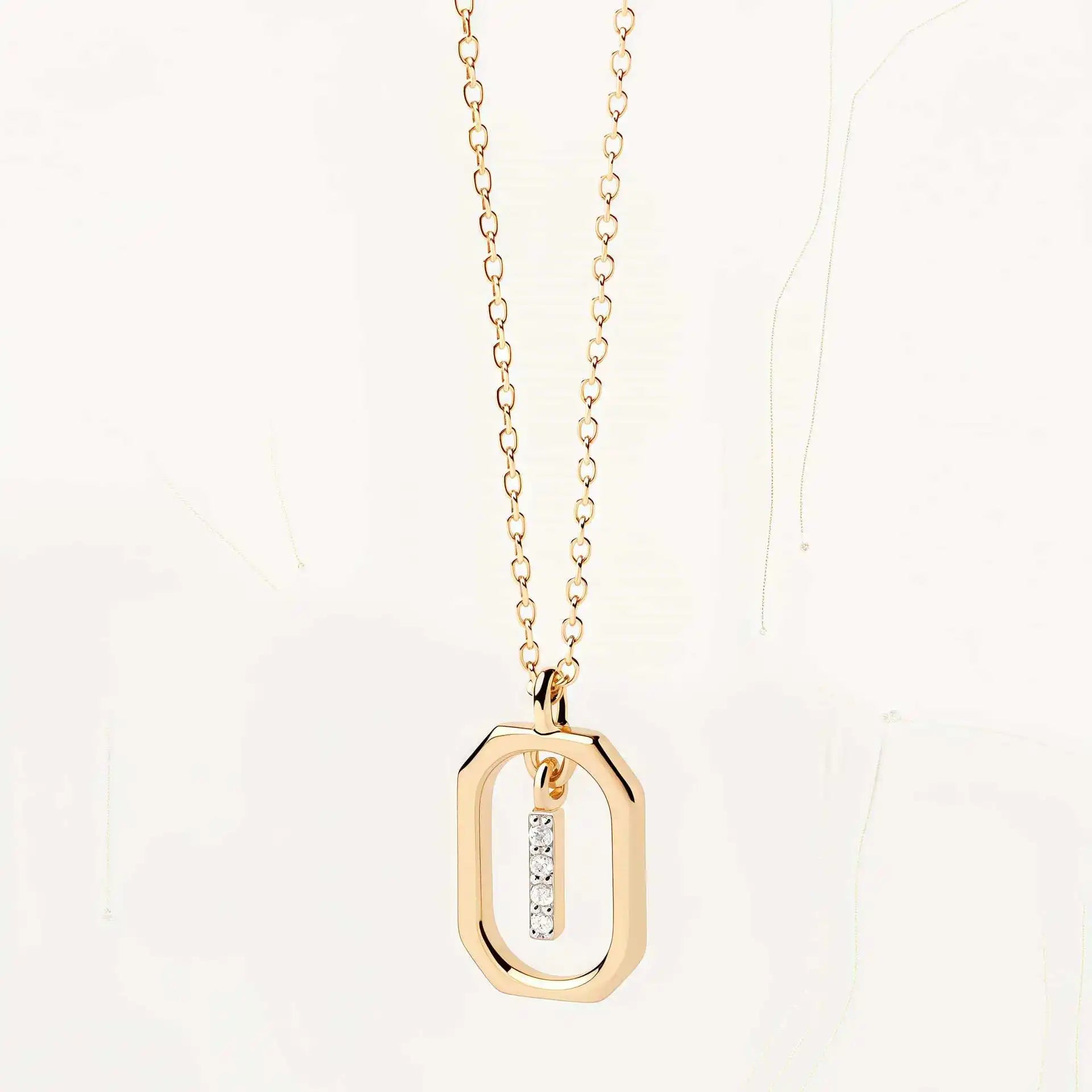 925 Sterling Silver  Cross Border Necklace Pendant Mini Full Diamond Gold Letters Necklace-17