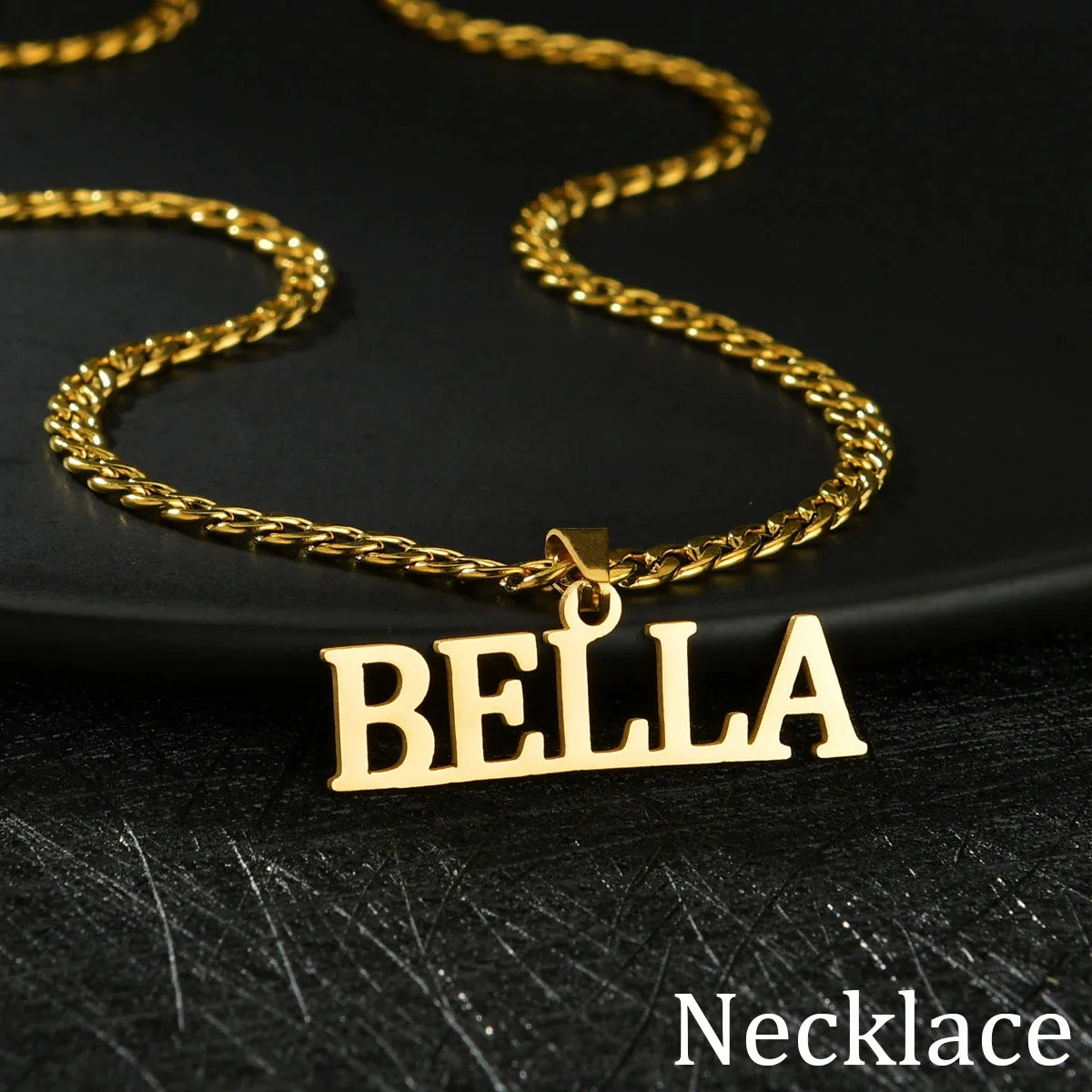 Lateefah Personalized Name Hip Hop Custom Letter Necklace Bracelet Cuban Chain Stainless Steel Jeweley Set for Part Gift-3