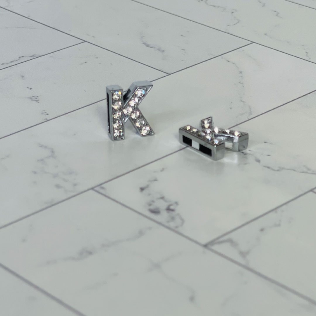 Pavé Letters -Silver Charms-12