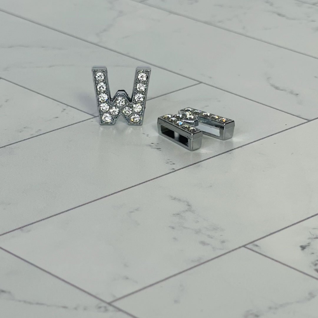 Pavé Letters -Silver Charms-24