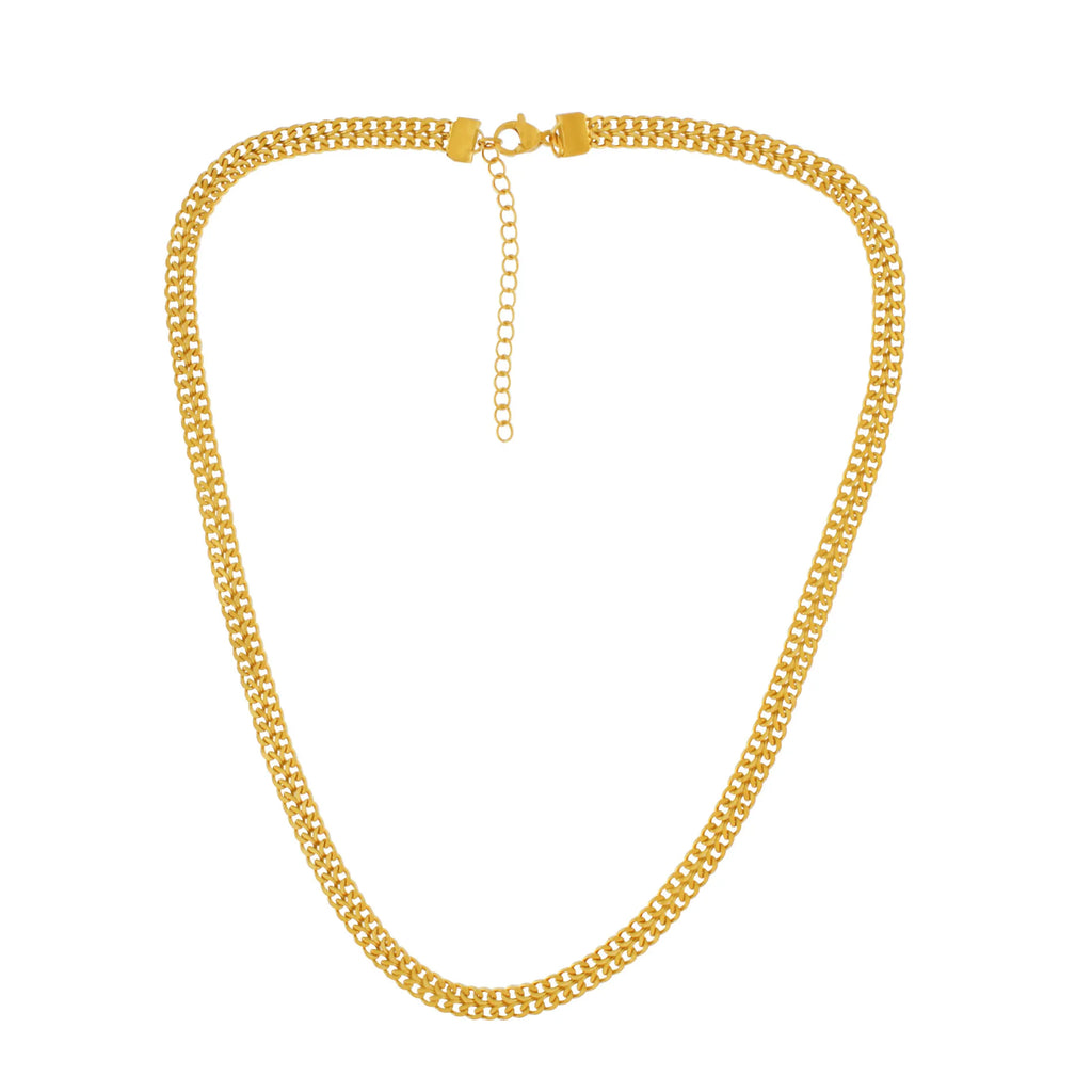 Passion  Waterproof Short Flat Panzer Necklace 18K Gold Plating