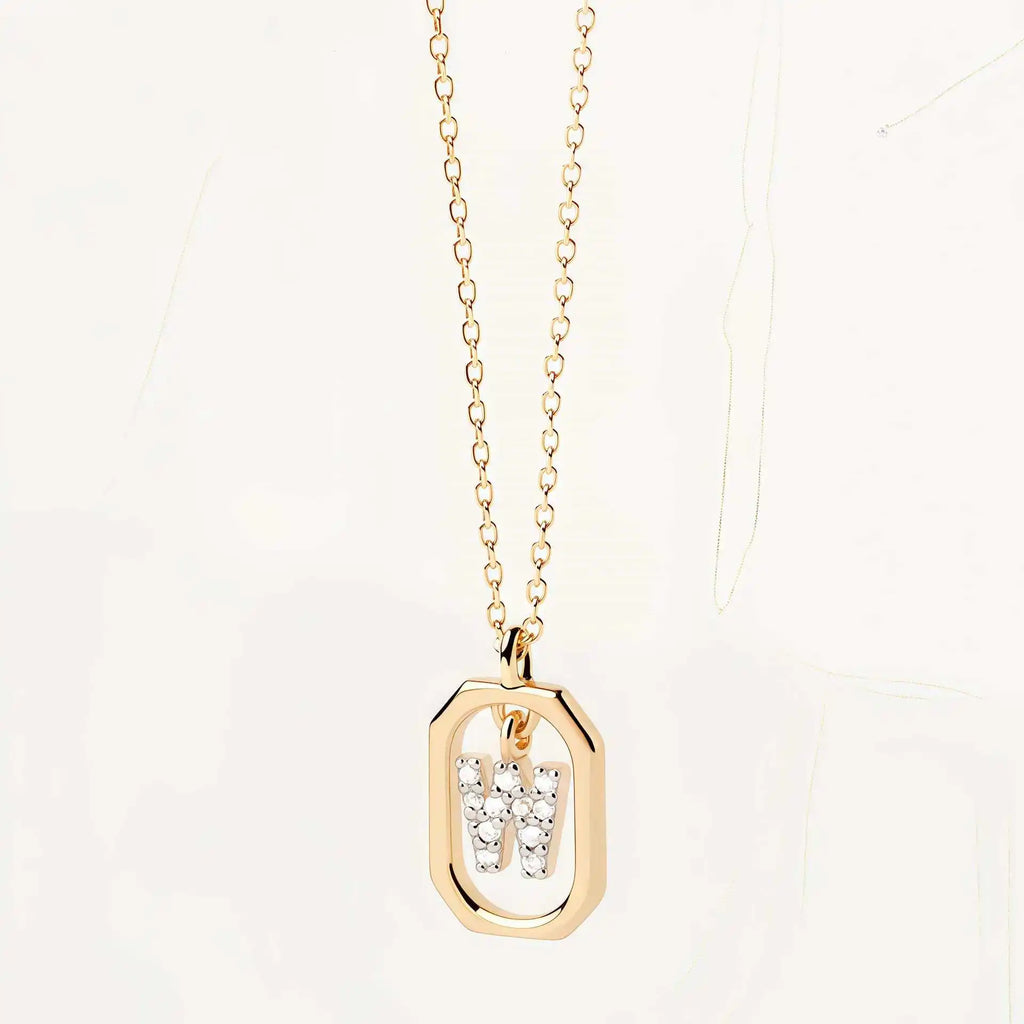 925 Sterling Silver  Cross Border Necklace Pendant Mini Full Diamond Gold Letters Necklace-30