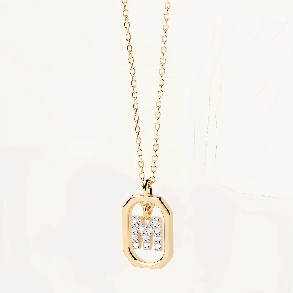 925 Sterling Silver  Cross Border Necklace Pendant Mini Full Diamond Gold Letters Necklace-13