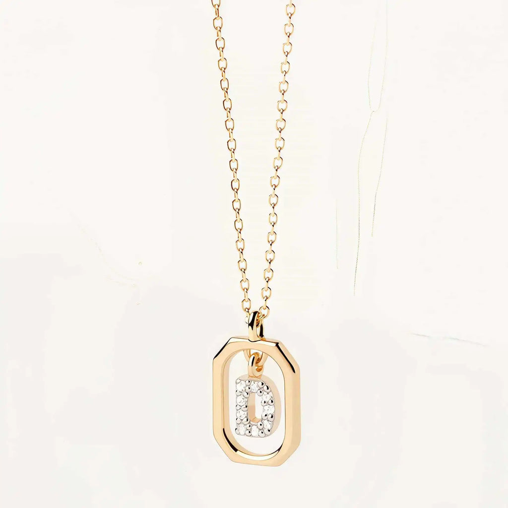 925 Sterling Silver  Cross Border Necklace Pendant Mini Full Diamond Gold Letters Necklace-22