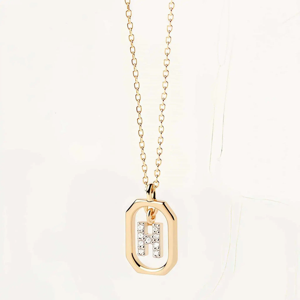 925 Sterling Silver  Cross Border Necklace Pendant Mini Full Diamond Gold Letters Necklace-18