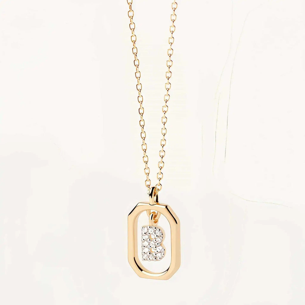 925 Sterling Silver  Cross Border Necklace Pendant Mini Full Diamond Gold Letters Necklace-8