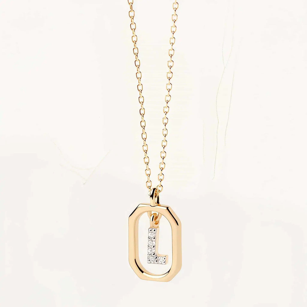 925 Sterling Silver  Cross Border Necklace Pendant Mini Full Diamond Gold Letters Necklace-14